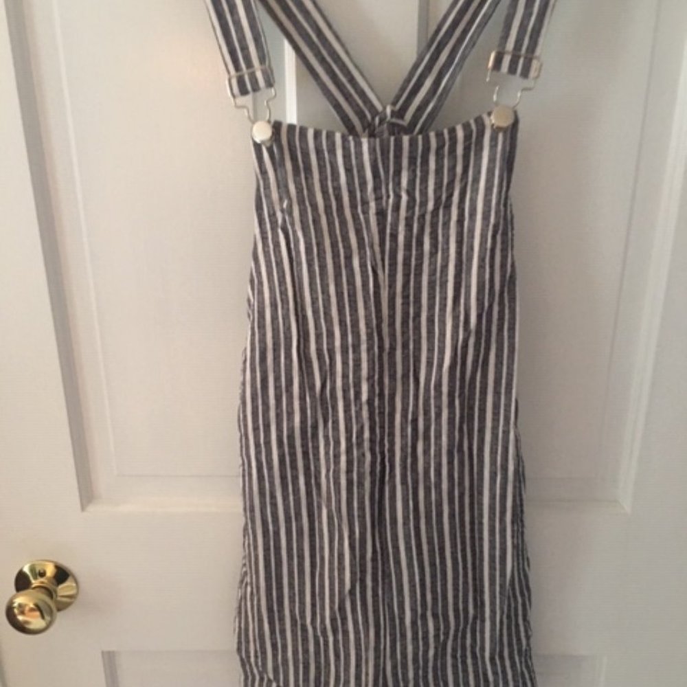 Linen Cotton blend Striped Overalls